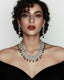 Emerald Fringe CZ Necklace Set | Rhodium-Plated Green & White Cubic Zirconia Cocktail Statement Jewellery