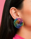 Prism Spiral Statement Earrings | Hand-Beaded Multi-Color & Silver Disc Earrings