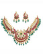 Morvaara Emerald Kundan Bridal Set | 18K Gold Plated Red, White & Green Stone Statement Jewellery