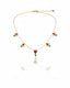 Red Green White Kundan Wire Necklace with Lotus Design | 18K Gold Plated Traditional Jewellery