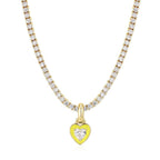 Pink Heart Tennis Chain Necklace | Premium Anti-Tarnish Heart Pendant Necklace | Trendy Everyday Statement Jewellery