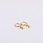 Birthstone Baguette Huggies: 18K Gold Plated