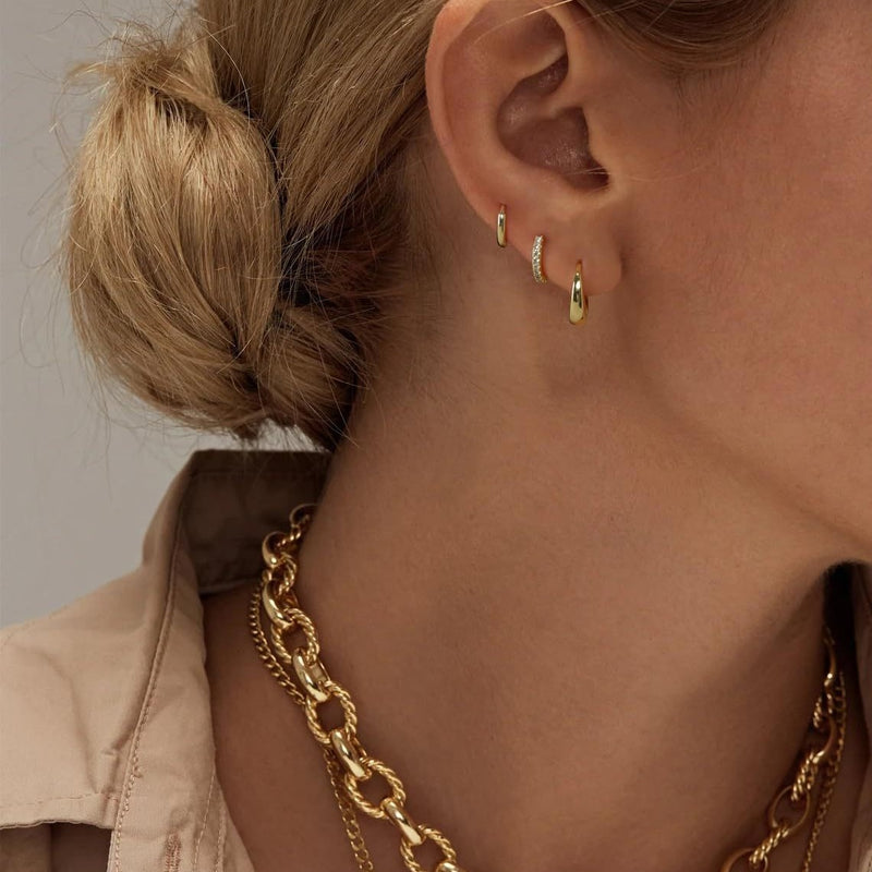 Trio Chic Set of 3 Huggie Earrings | Gold Plated Anti-Tarnish Hoop Earrings Set