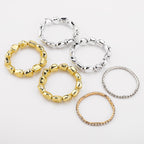 Set of 3 Stretchable Stone Studded Wraparound Bracelets | 18K Gold Plated Stainless Steel Set