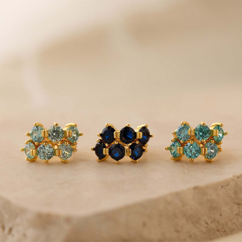 Birthstone Triple Stone Huggies: 18K Gold Plated