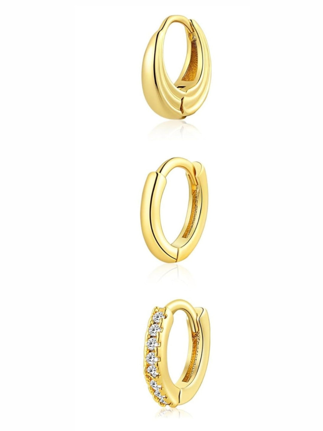 Trio Chic Set of 3 Huggie Earrings | Gold Plated Anti-Tarnish Hoop Earrings Set