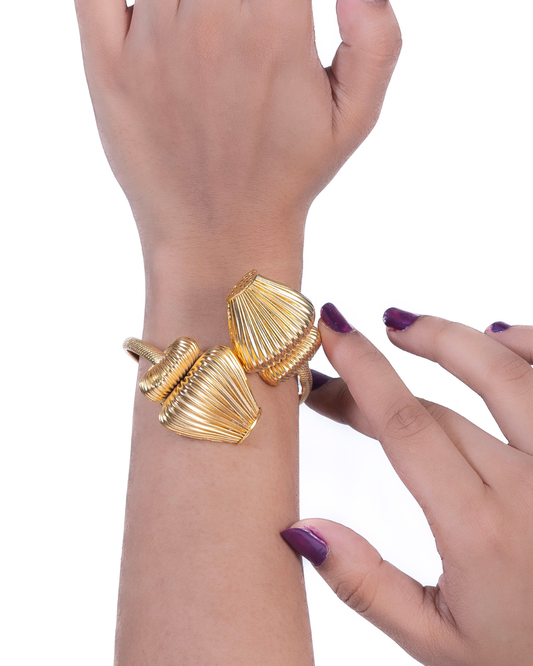 Golden Twisted Cascade Cuff | 18K Gold Plated Statement Open Cuff Bracelet