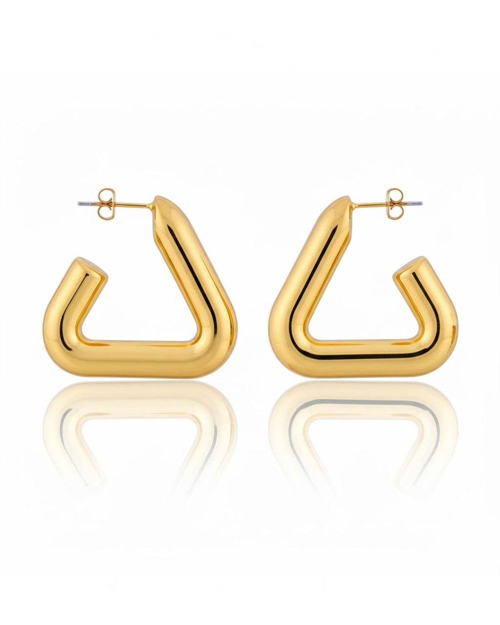 Gold and Silver Geometric Hoop Earrings | Sculptural Tubular Statement
