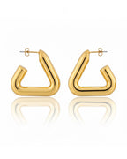Gold and Silver Geometric Hoop Earrings | Sculptural Tubular Statement