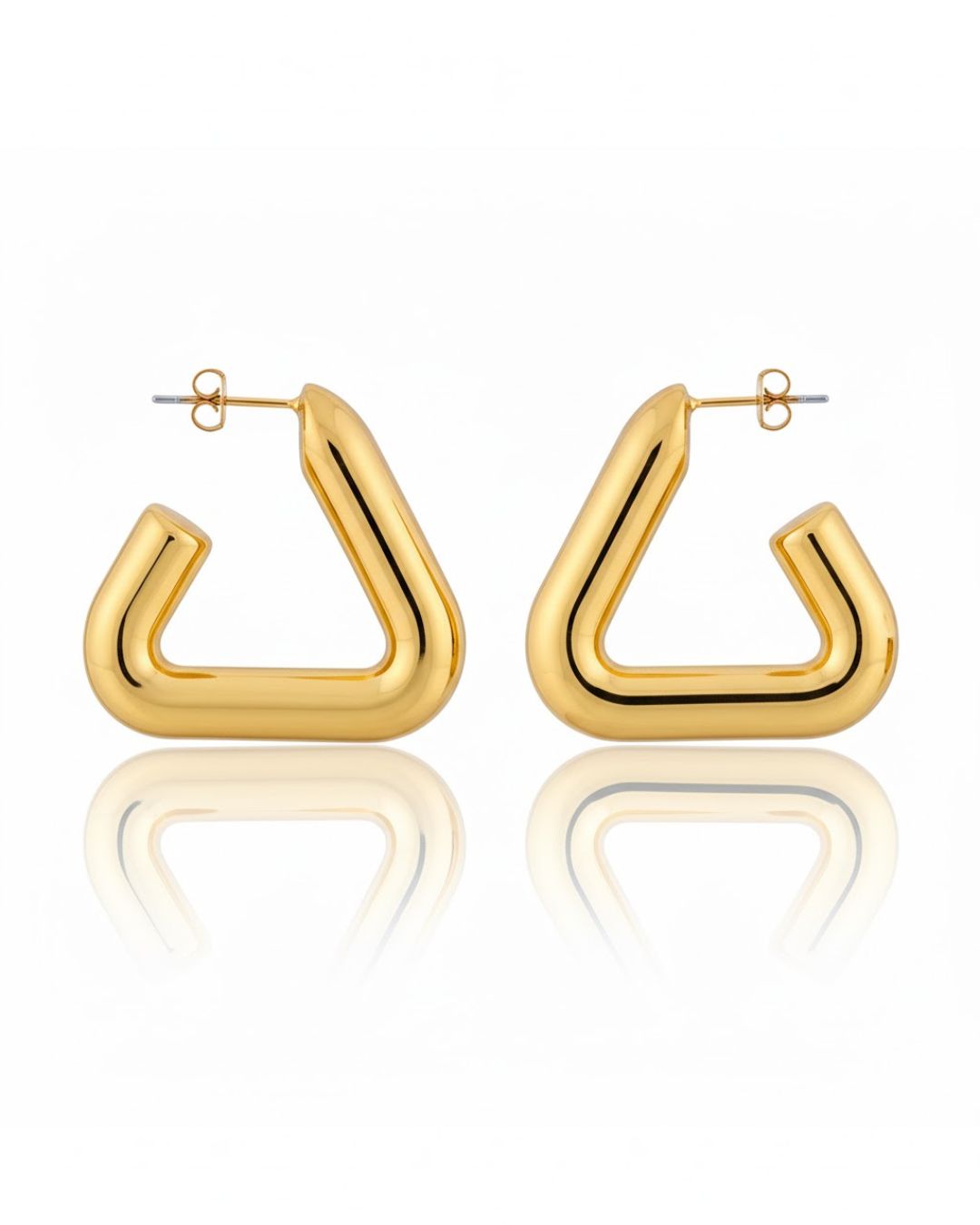 Gold and Silver Geometric Hoop Earrings | Sculptural Tubular Statement