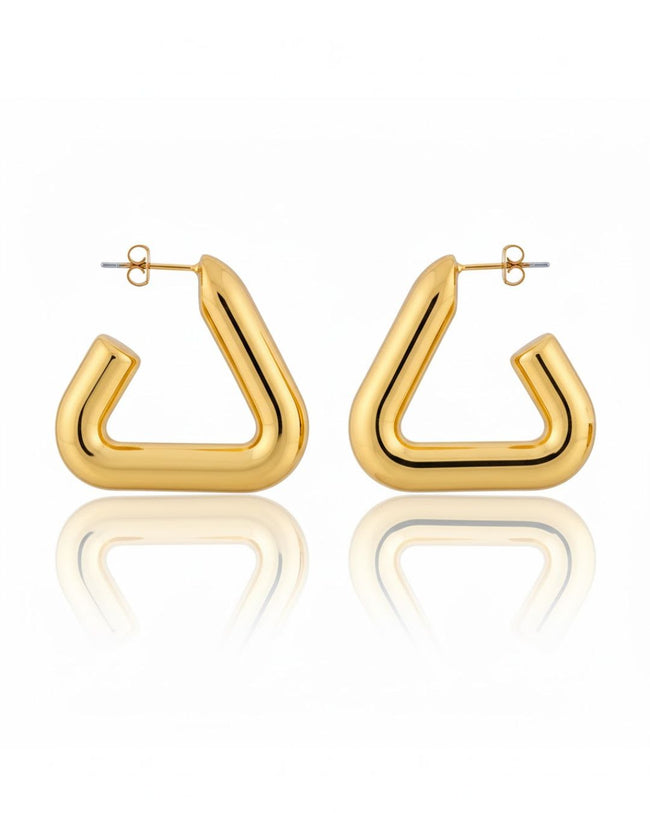 Gold and Silver Geometric Hoop Earrings | Sculptural Tubular Statement Main Image