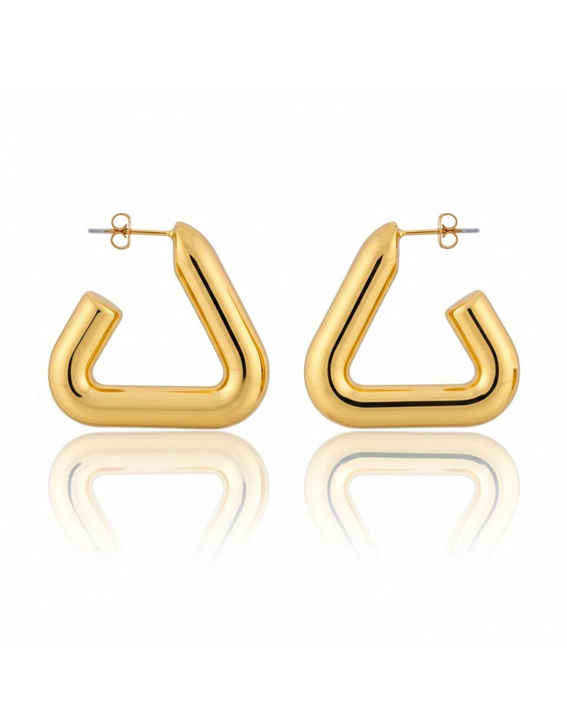 Gold and Silver Geometric Hoop Earrings | Sculptural Tubular Statement