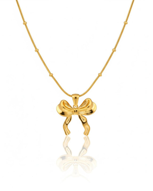 Aria Bow Pendant Necklace | Gold Plated Anti-Tarnish Jewellery Main Image