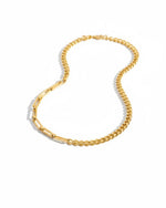 Dual Layer Chain Necklace | 18K Gold Plated Layered Snake & Link Chain Necklace