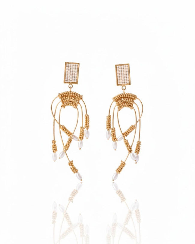Golden Pearl Arch Earrings Main Image