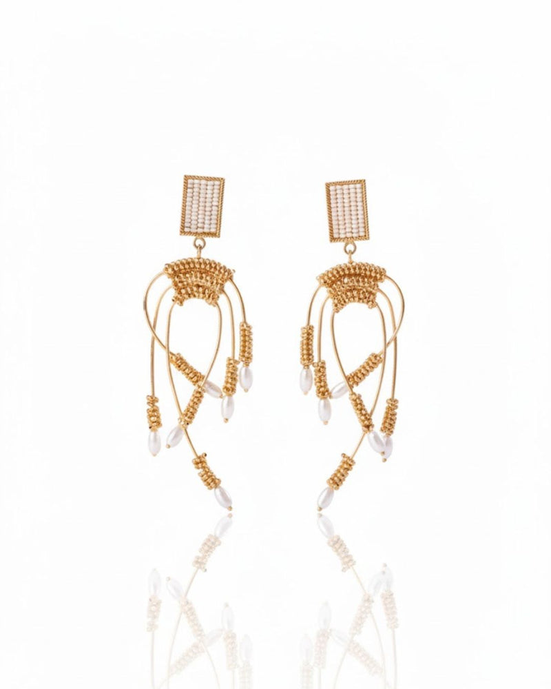 Golden Pearl Arch Earrings