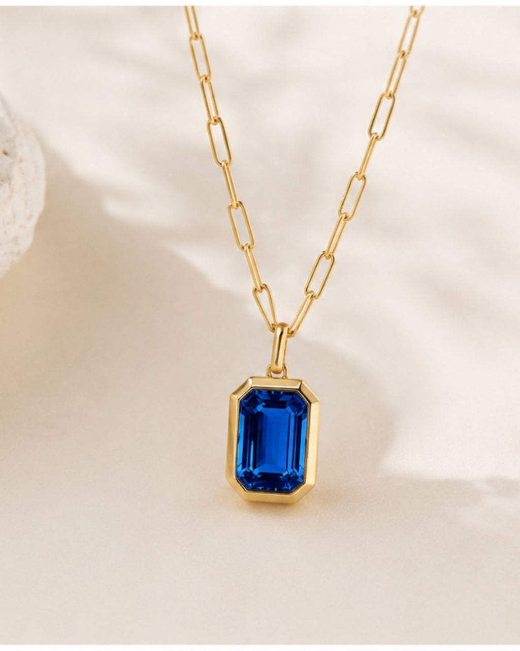 Aurelia Emerald Cut Pendant Necklace | 18K Gold Plated Crystal Pendant Necklace