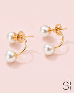 Luna Pearl Ear Jacket Earrings | 18K Gold Plated Double Pearl Stud Earrings