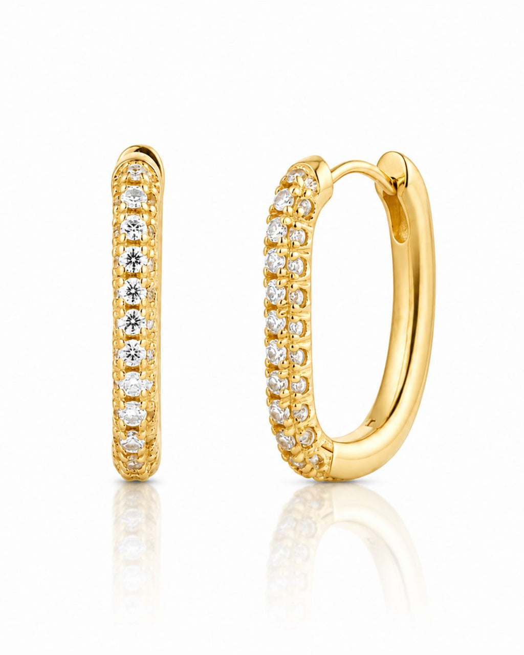 White Green Red Stone Huggie Earrings in 925 Sterling Silver | Minimal Luxe 18K Gold Plated Hoops