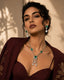 Emerald Asteria American Diamond Necklace Set | Green Stone CZ Chain Link & Diamond Drop Statement Jewellery