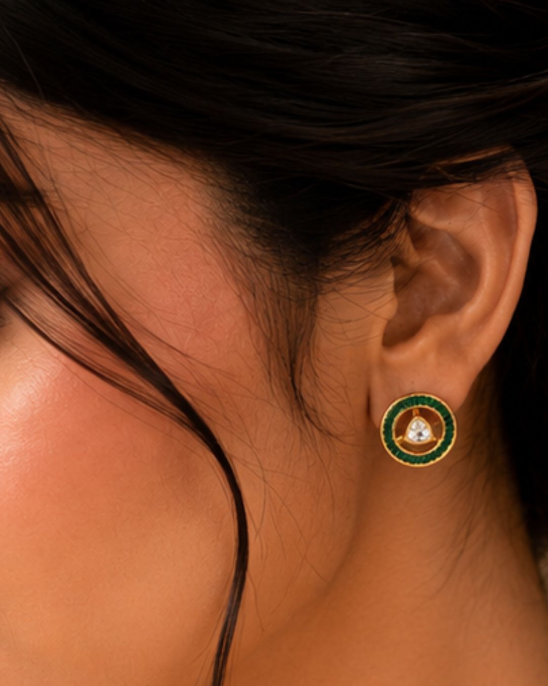 Aarini Convertible Kundan Stud Earrings | Ruby, Emerald & Clear