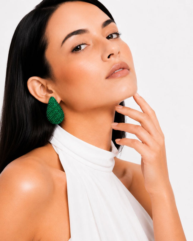 Aurora Teardrop Statement Earrings | Hand-Beaded Crystal Drop Earrings Hover Image