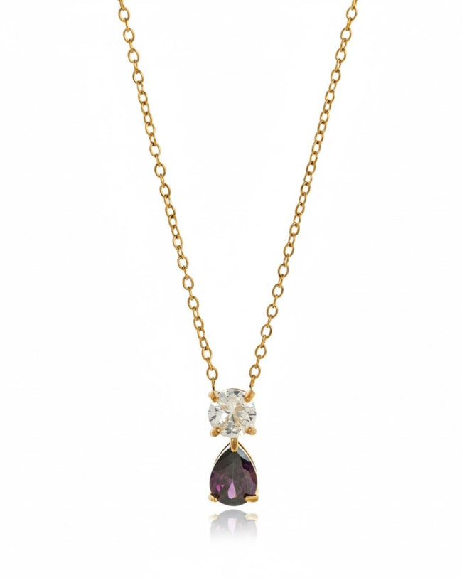 Birthstone Pear Pendant Necklace Hover Image
