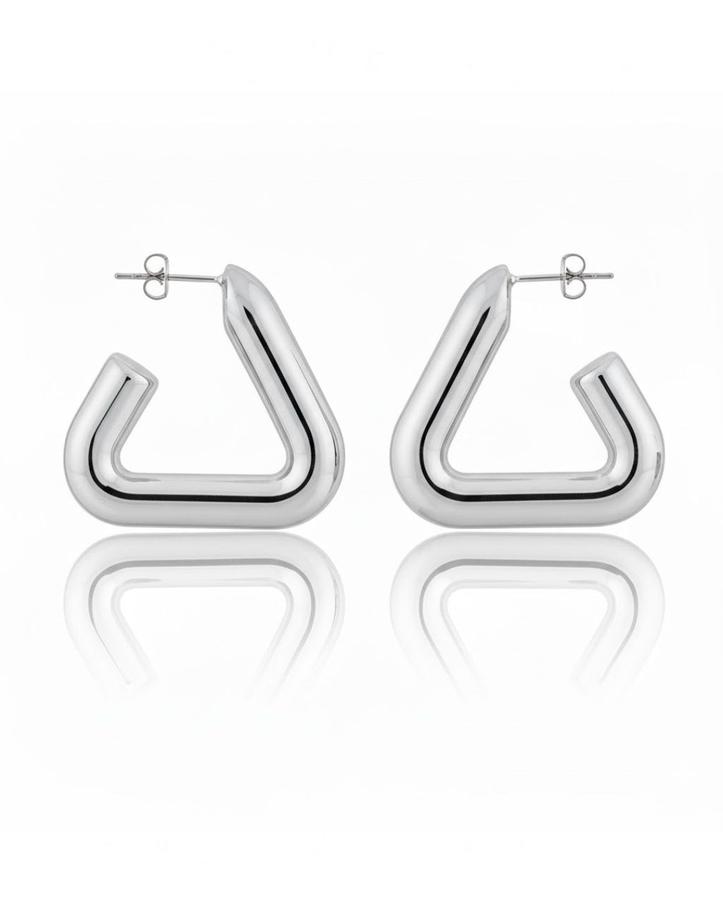 Gold and Silver Geometric Hoop Earrings | Sculptural Tubular Statement