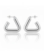 Gold and Silver Geometric Hoop Earrings | Sculptural Tubular Statement