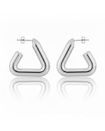 Gold and Silver Geometric Hoop Earrings | Sculptural Tubular Statement