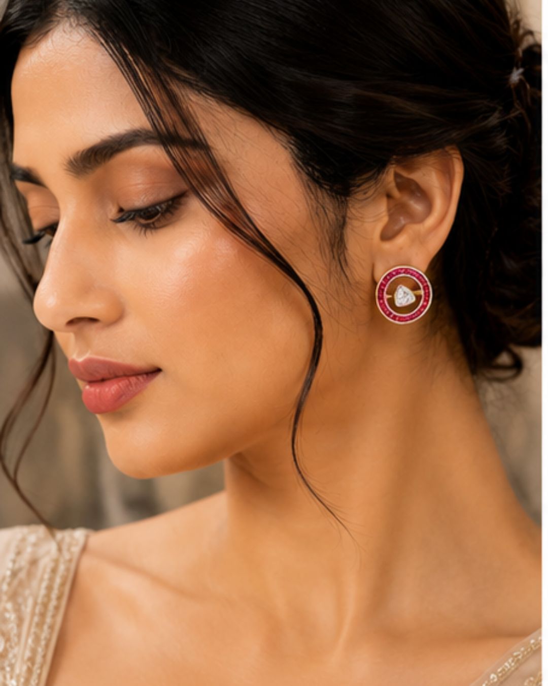 Aarini Convertible Kundan Stud Earrings | Ruby, Emerald & Clear