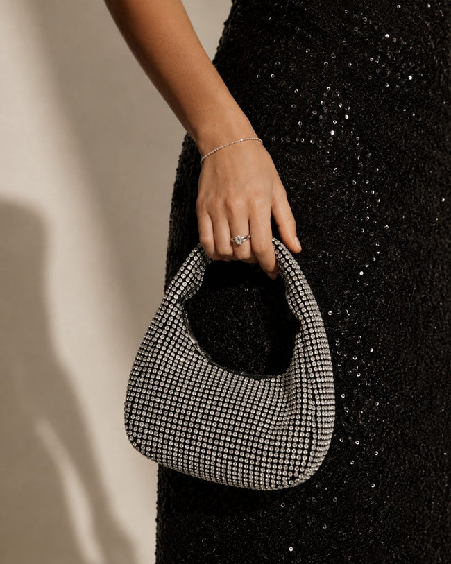 Midnight Crystal Shoulder Bag Rhinestone Mini Hobo Multipurpose Bag Hover Image