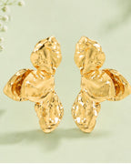 Hammered Floral Statement Earrings | Gold Plated Party Wear Drops & Danglers