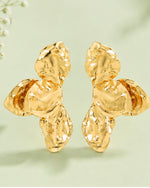 Hammered Floral Statement Earrings | Gold Plated Party Wear Drops & Danglers