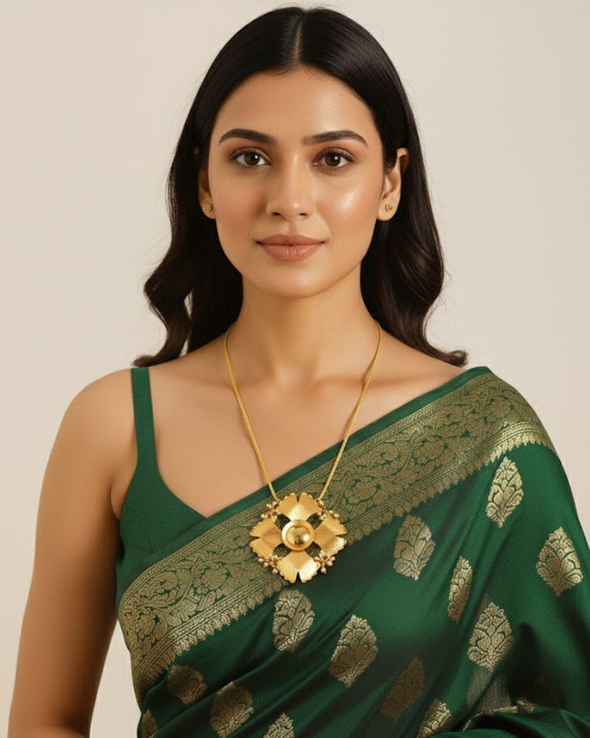 Gold Blossom Chain Necklace | 18K Gold Plated Floral Statement Necklace Hover Image
