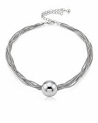 Gold Silver Multi-Strand Mesh Necklace with Statement Ball Pendant | Indo-Western Fusion Jewellery