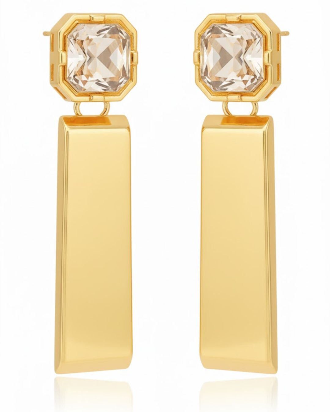 Celeste Crystal Bar Drop Earrings | Geometric Statement Earrings
