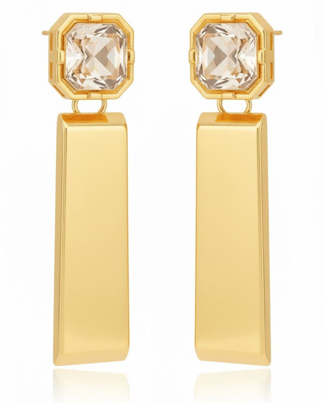 Celeste Crystal Bar Drop Earrings | Geometric Statement Earrings Main Image
