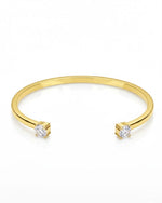 Gold Twinkle 2 Stone Solitaire Cuff Bracelet | 18k Gold Plated Anti-Tarnish Resizable Bracelet