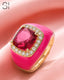Rosé Royale Crystal Ring | Adjustable Enamel Cocktail Ring
