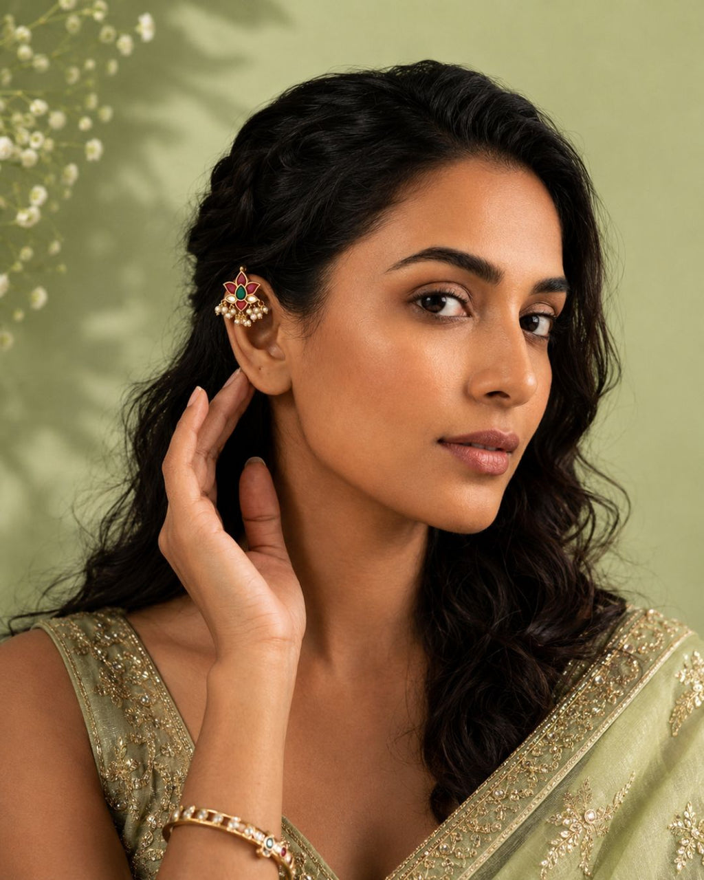 Padma Kundan Pearl Ear Cuffs | Kundan & Pearl Bugadi Style Ear Cuffs | Traditional & Festive Jewellery