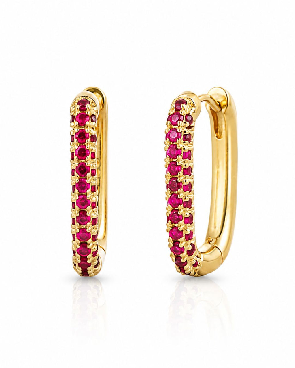 White Green Red Stone Huggie Earrings in 925 Sterling Silver | Minimal Luxe 18K Gold Plated Hoops