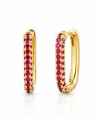 White Green Red Stone Huggie Earrings in 925 Sterling Silver | Minimal Luxe 18K Gold Plated Hoops