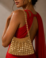 GlamBam Beaded Handbag | Gold & Silver Party Wear Statement Shoulder Bag