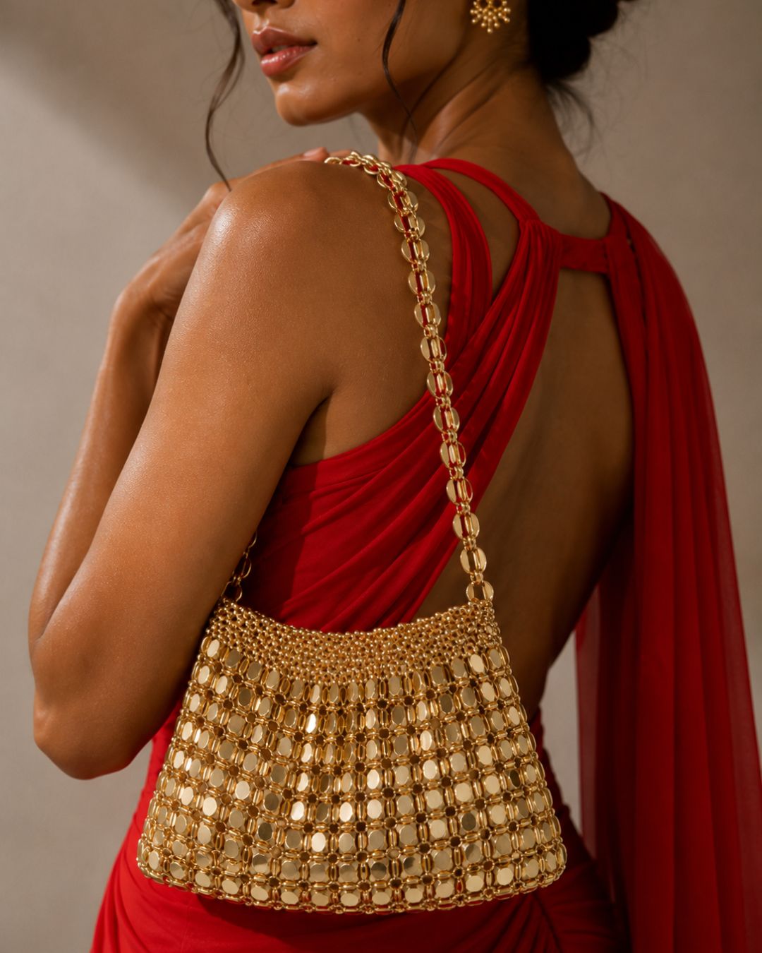 GlamBam Beaded Handbag | Gold & Silver Party Wear Statement Shoulder Bag