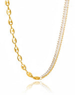 Dual Layer Chain Necklace | 18K Gold Plated Layered Snake & Link Chain Necklace