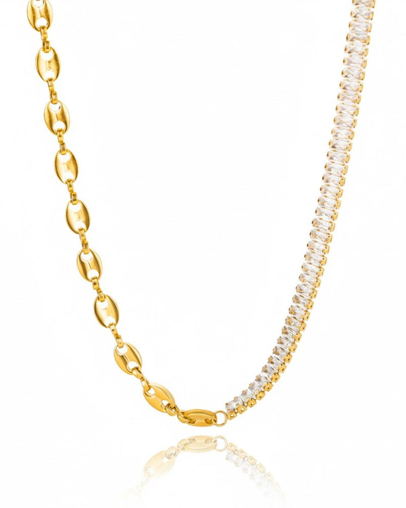 Dual Layer Chain Necklace | 18K Gold Plated Layered Snake & Link Chain Necklace