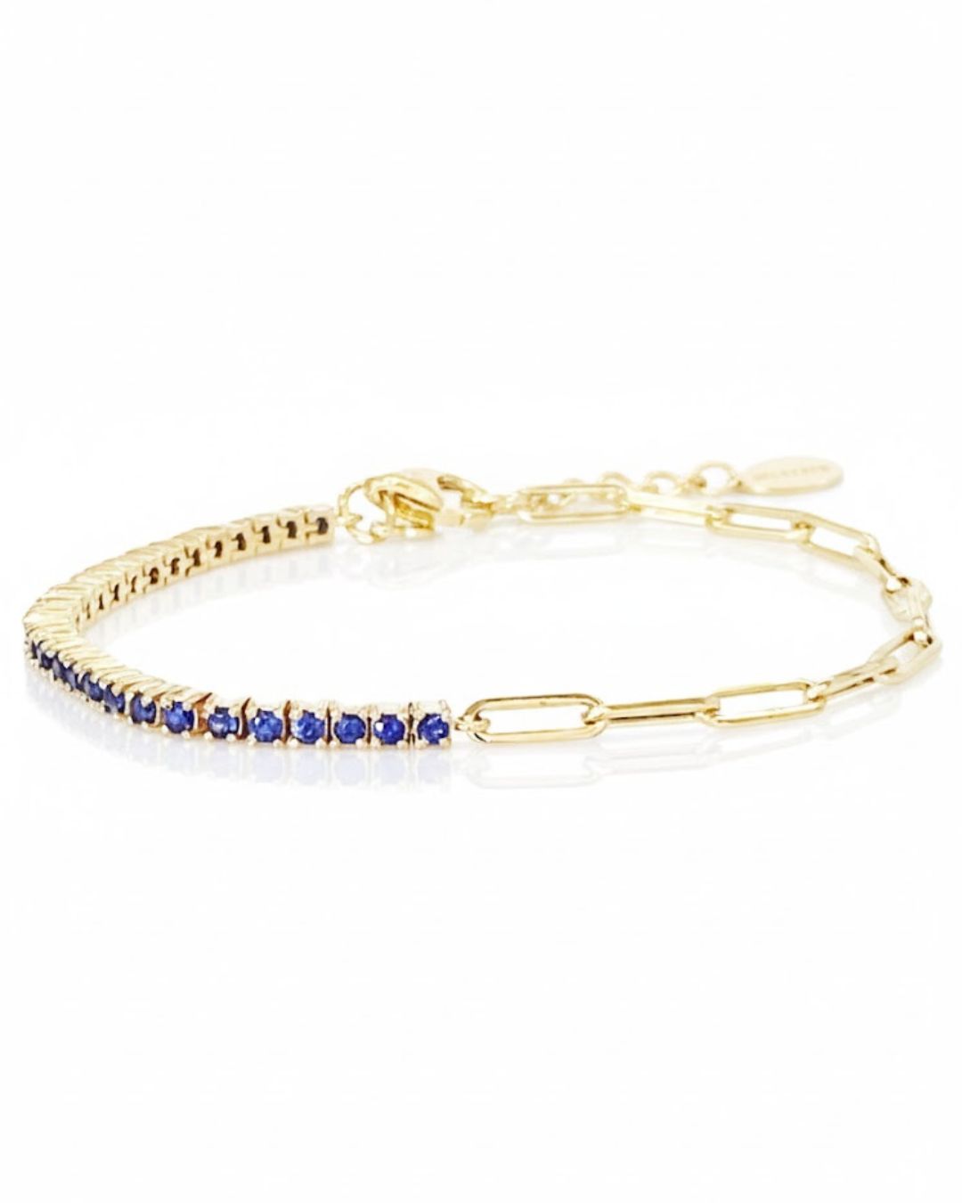 Sterling Silver Cubic Zirconia Tennis Bracelet | 18K Gold Plated Adjustable 925 Silver Bracelet