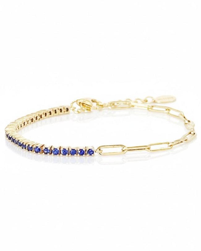 Sterling Silver Cubic Zirconia Tennis Bracelet | 18K Gold Plated Adjustable 925 Silver Bracelet Main Image