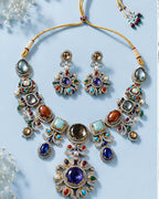 Sabhyaraa Heritage Multicoloured Stone Heavy Set | Bridal Statement Jewellery